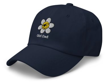 Photo of a baseball hat with a logo of a flower.