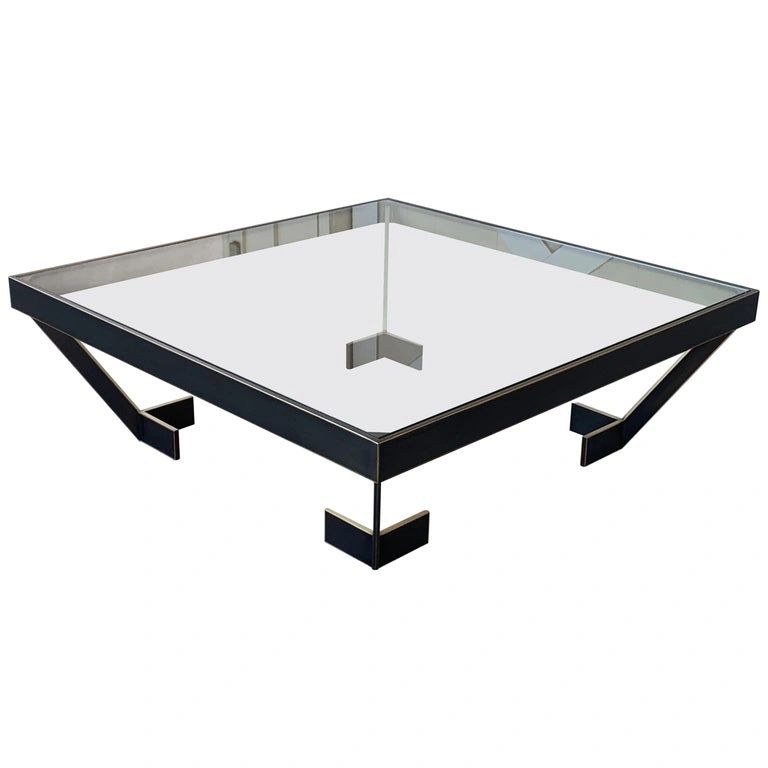 Coffee Table in Solid Brass & Glass by Amparo Calderon Tapia, USA 2021