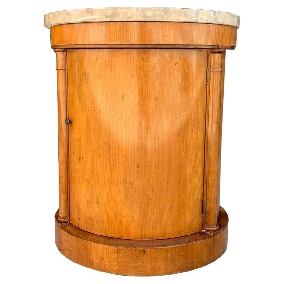 Round Nightstand/Side Table with a Marble Top by Baker Furniture