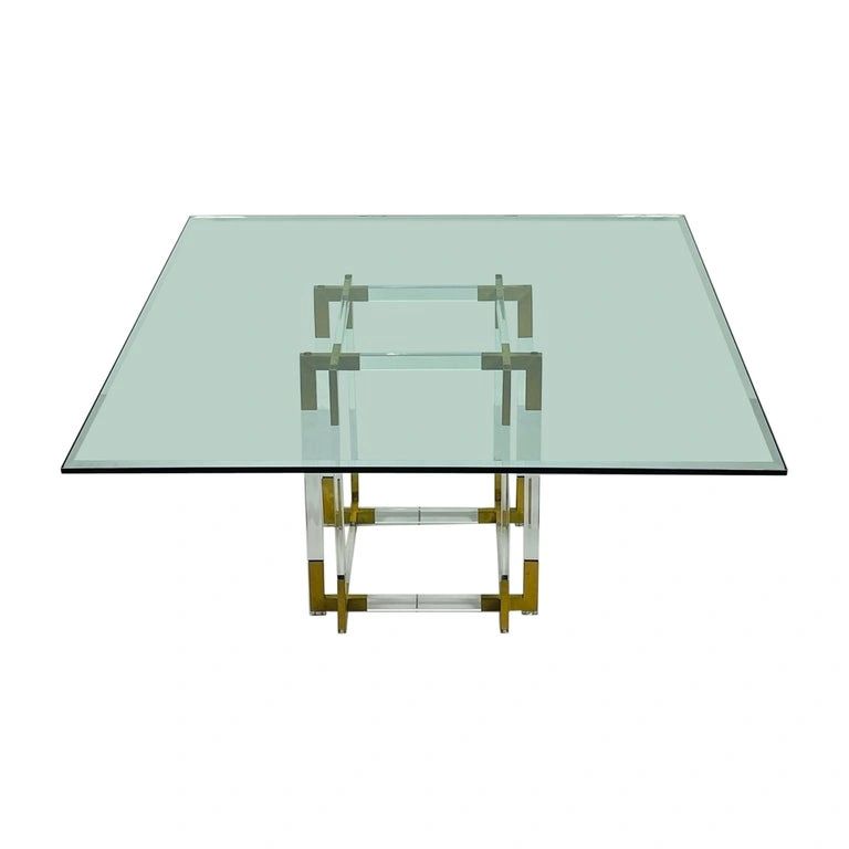 Lucite & Brass Dining Table by Charles Hollis Jones, USA 1960's