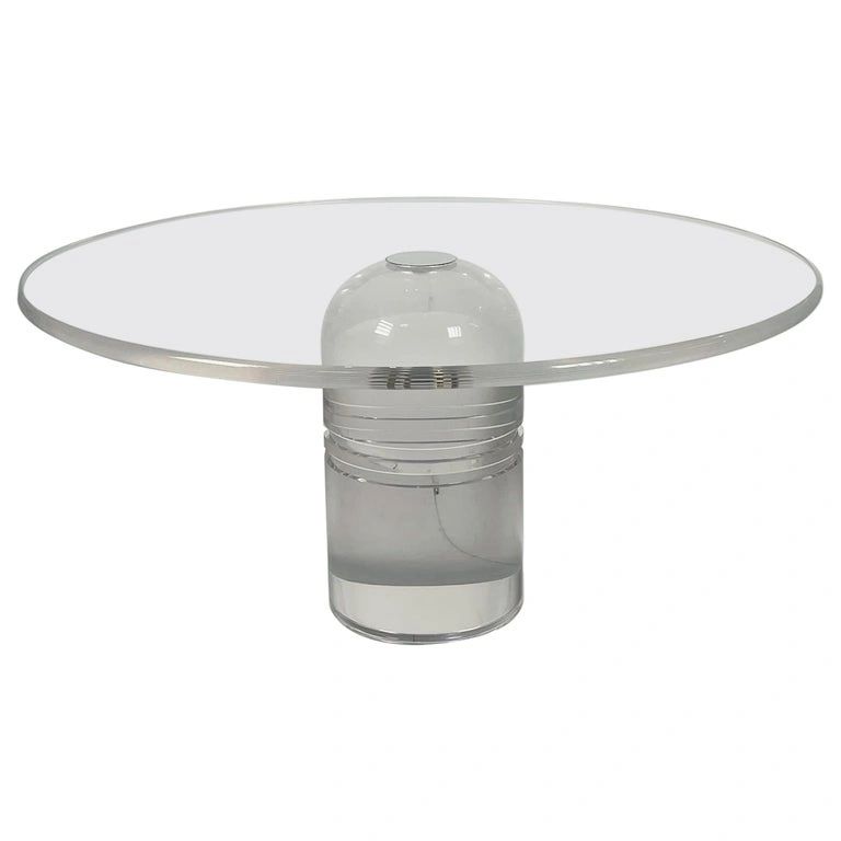 "Le Dome" Lucite & Stainless Steel Dining Table By Charles Hollis Jones, USA 1970's