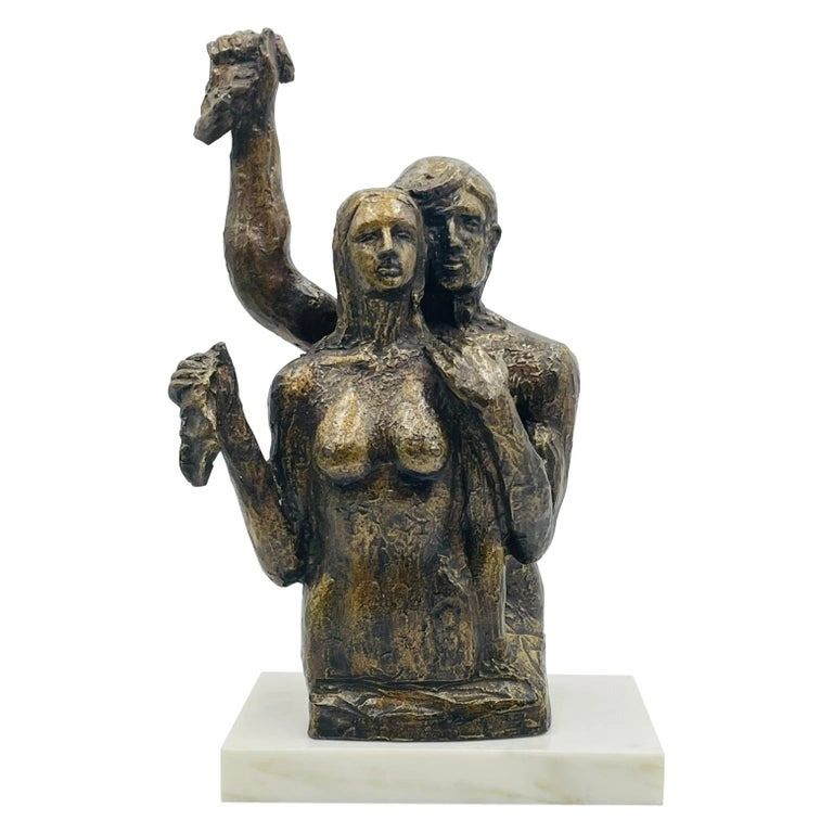 "Tiren la Primera Piedra" Bronze Sculpture by Victor Salmones, Signed & Dated
