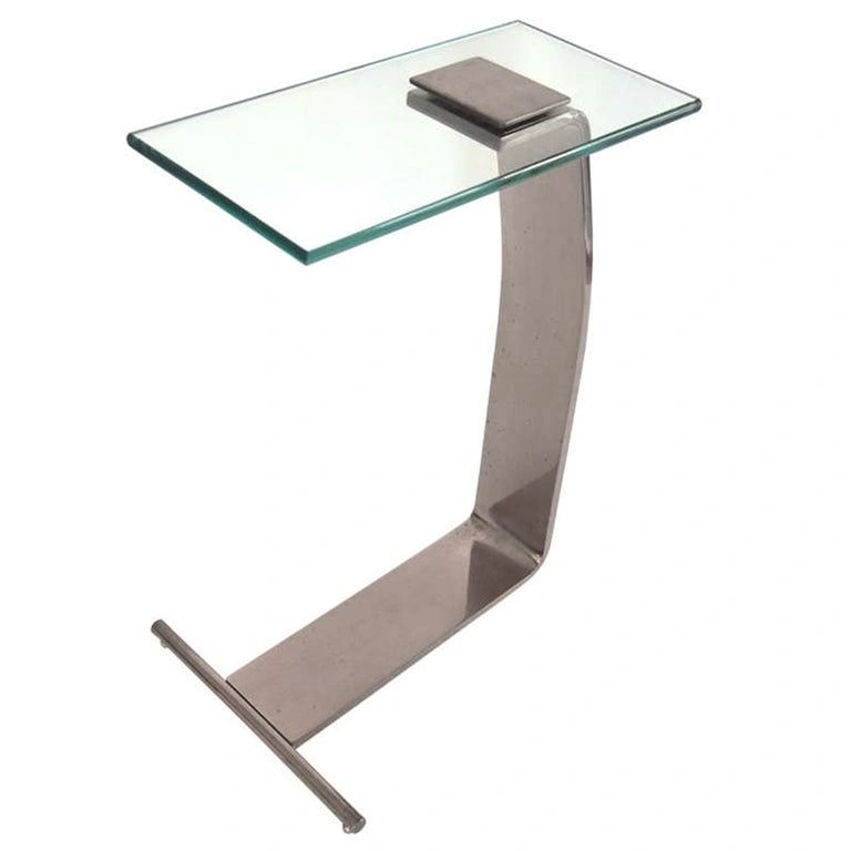 Nickel and Glass Side Table by Design Institute of America, USA 1970's