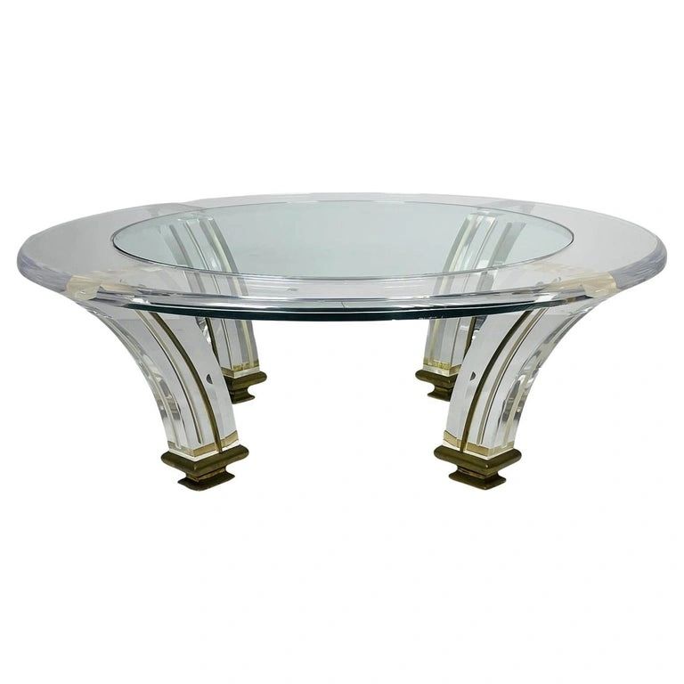 Vintage Lucite & Brass Coffee Table