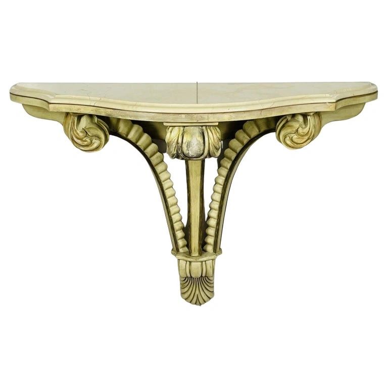 Art Deco Wall Console With a Marble Top, USA 1940's