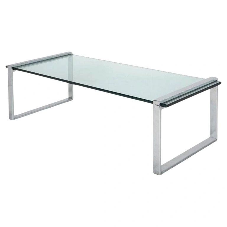 Chrome & Glass "BOX" Coffee Table by Charles Hollis Jones, USA 1968
