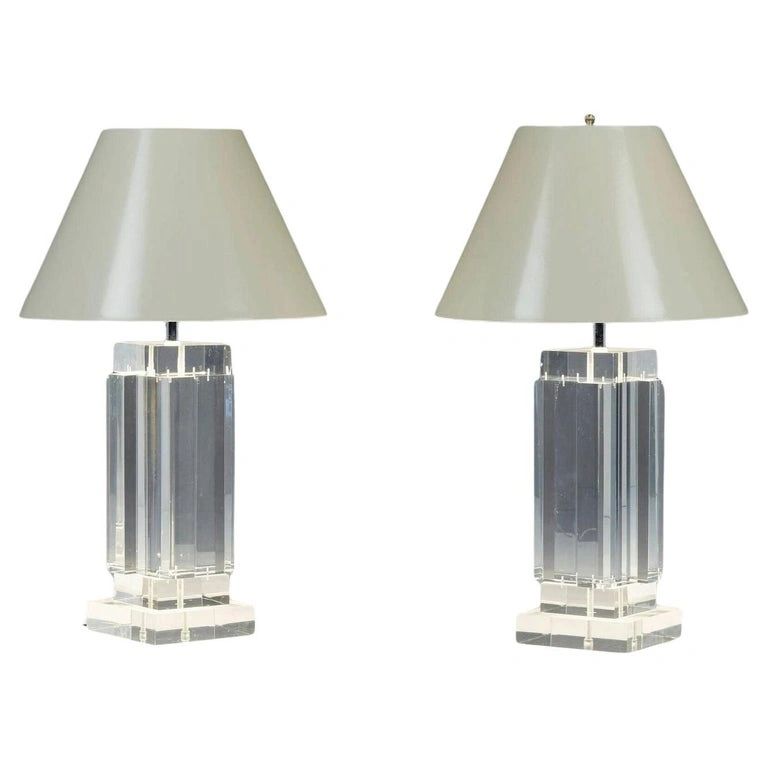 Pair of Lucite Table Lamps attributed to "Les Presmati1ques" France 1970's