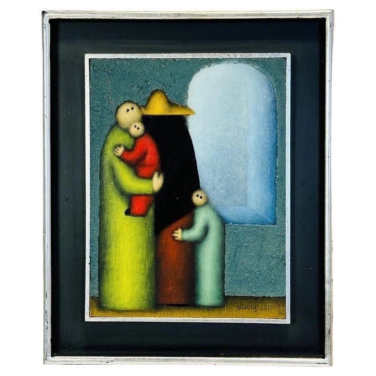 Painting by Mexican Artist Jesus Mariano Leuus, Mexico 1983, Signed & Dated