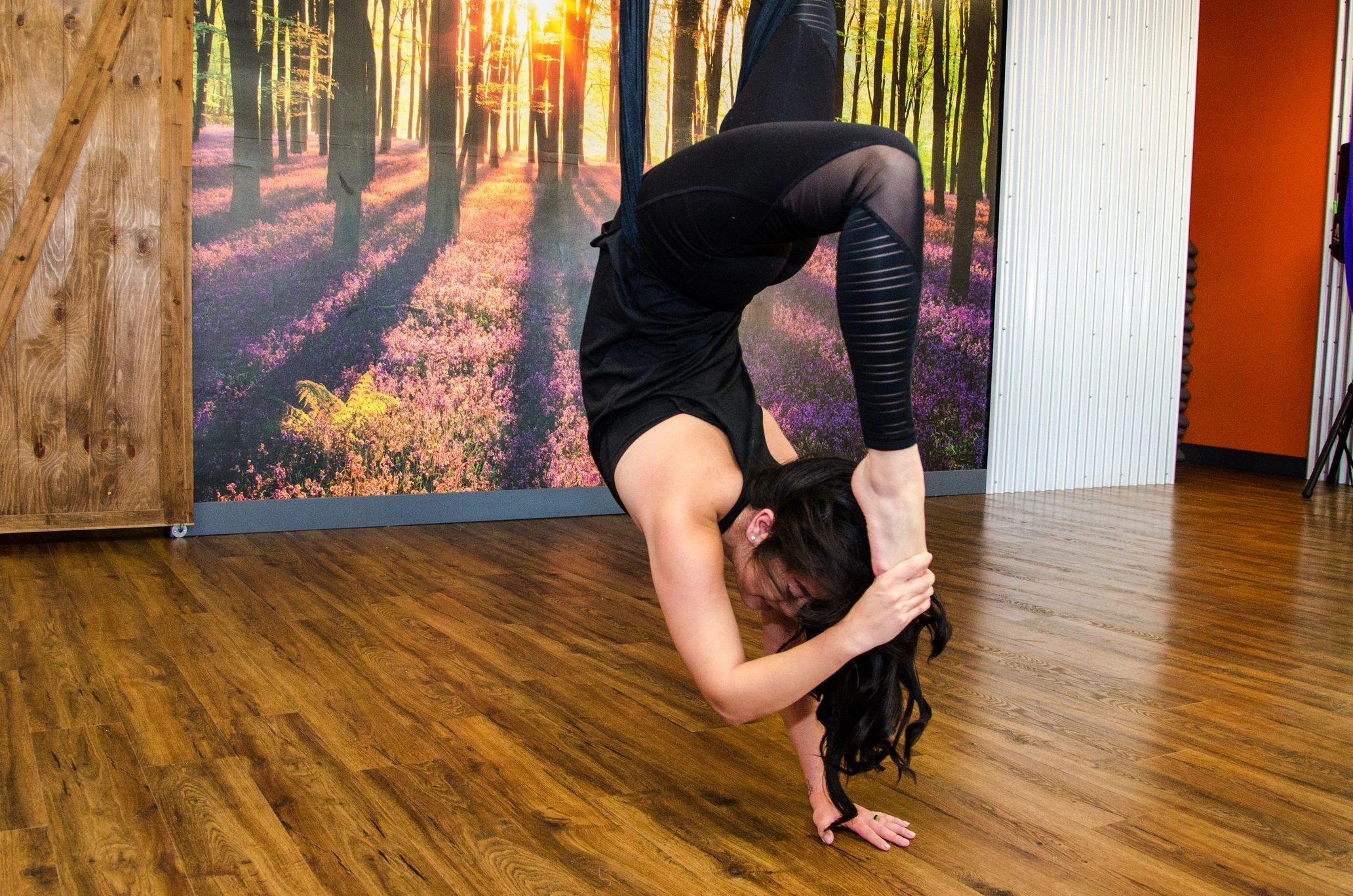 Aerial yoga inversions.