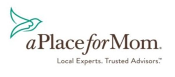 Logo of 'A Place for Mom' with a bird symbol and tagline.