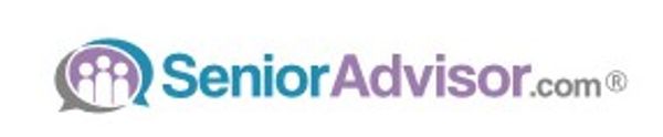 Logo of SeniorAdvisor.com with speech bubble and people icons.