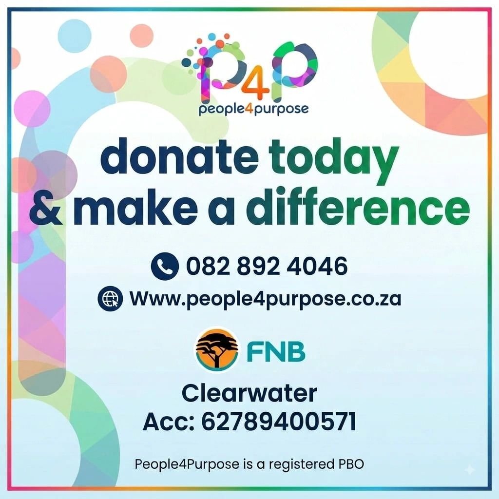 Donation request by People4Purpose with contact and bank details.