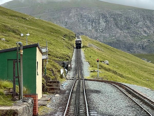 View looking up the tracks at Snowden mountain railway at Family Holiday cottages mid wales