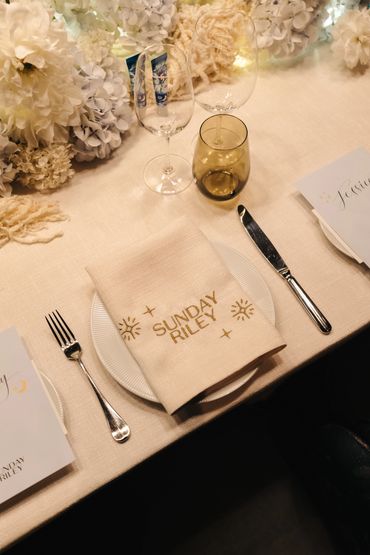 Custom table linen and embroidered napkins