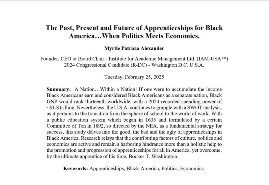 Summary of apprenticeships in Black America and their economic-political challenges.