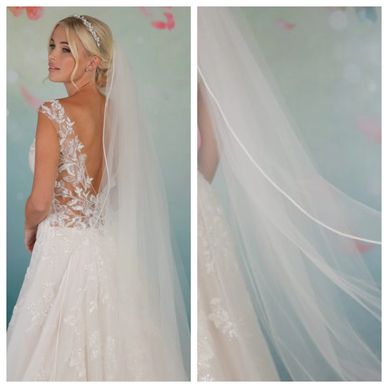 Perfect Bridal Ivory Single Tier Corded Lace Edge Veil