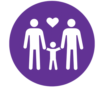 Family with two parents and child icon with heart.