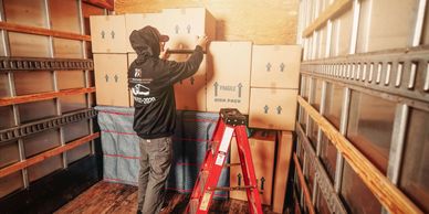 Efficiently packed moving truck demonstrating professional loading skills.