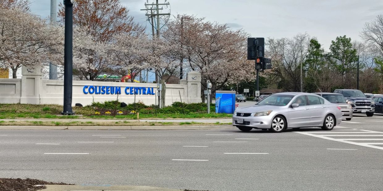 Hampton VA Local Movers serving Coliseum Central Hampton at Mercury Boulevard entrance — veteran-own