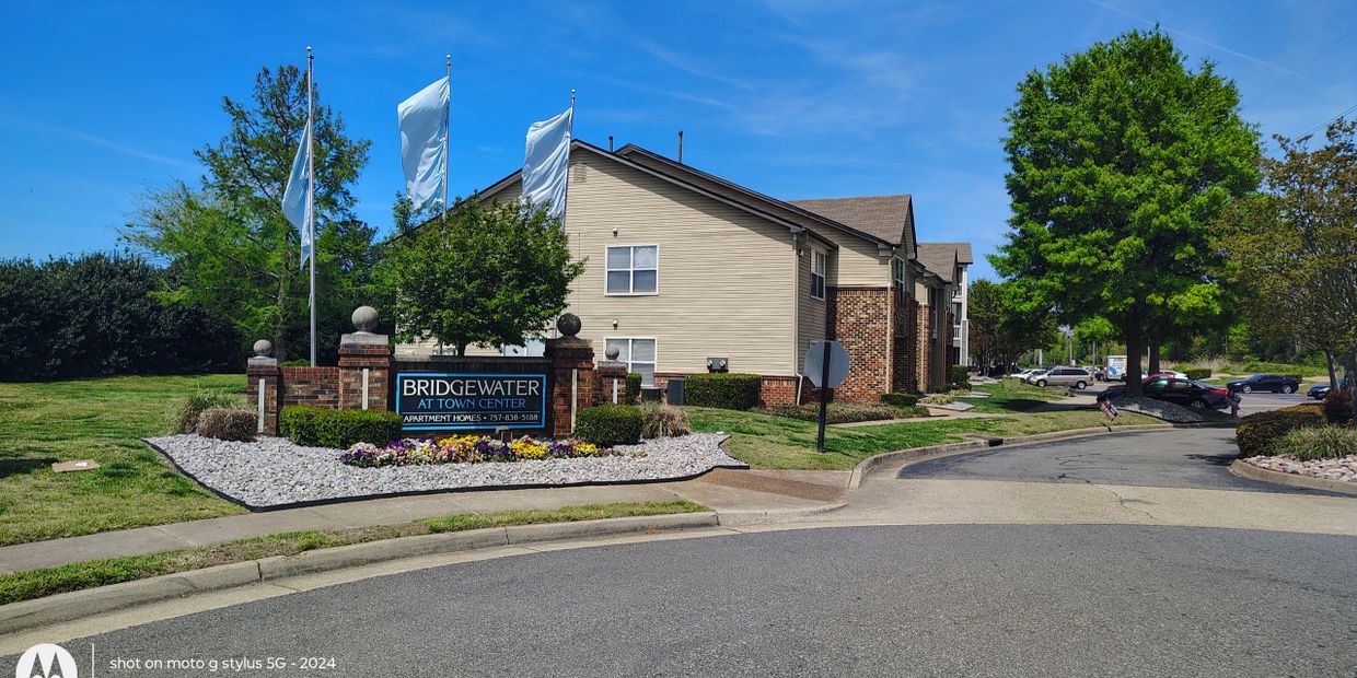 Bridgewater at Town Center sign at 507 Marcella Road Hampton VA — veteran-owned movers service area