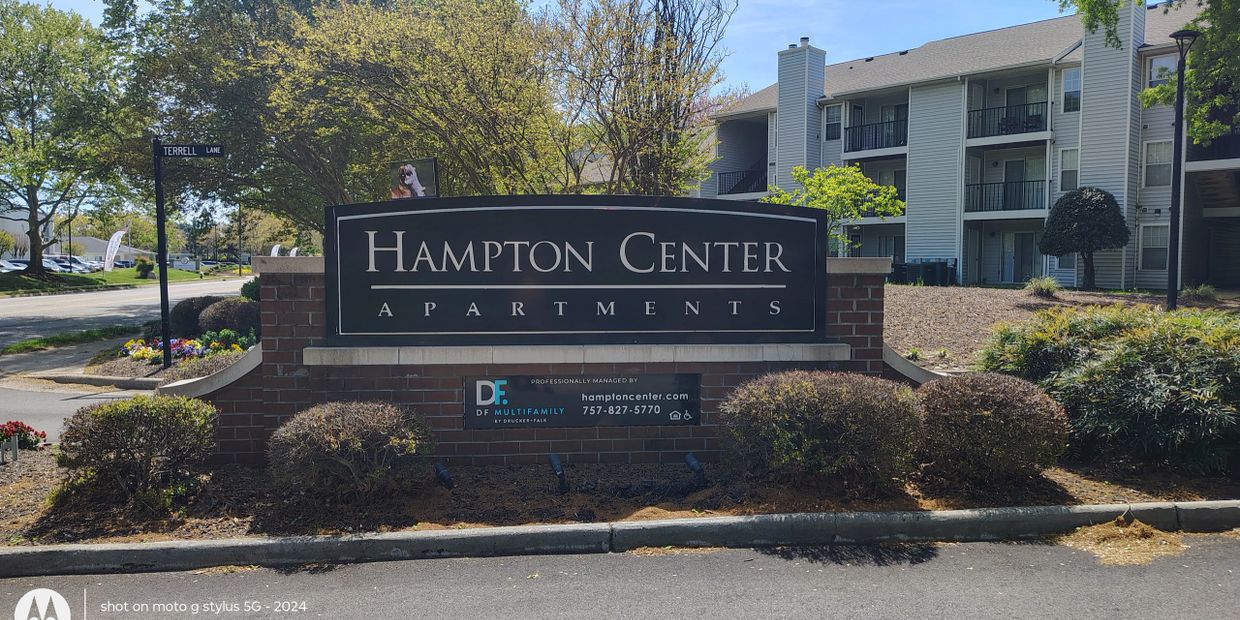 Hampton Center Apartments entrance sign in Hampton VA near Coliseum Central