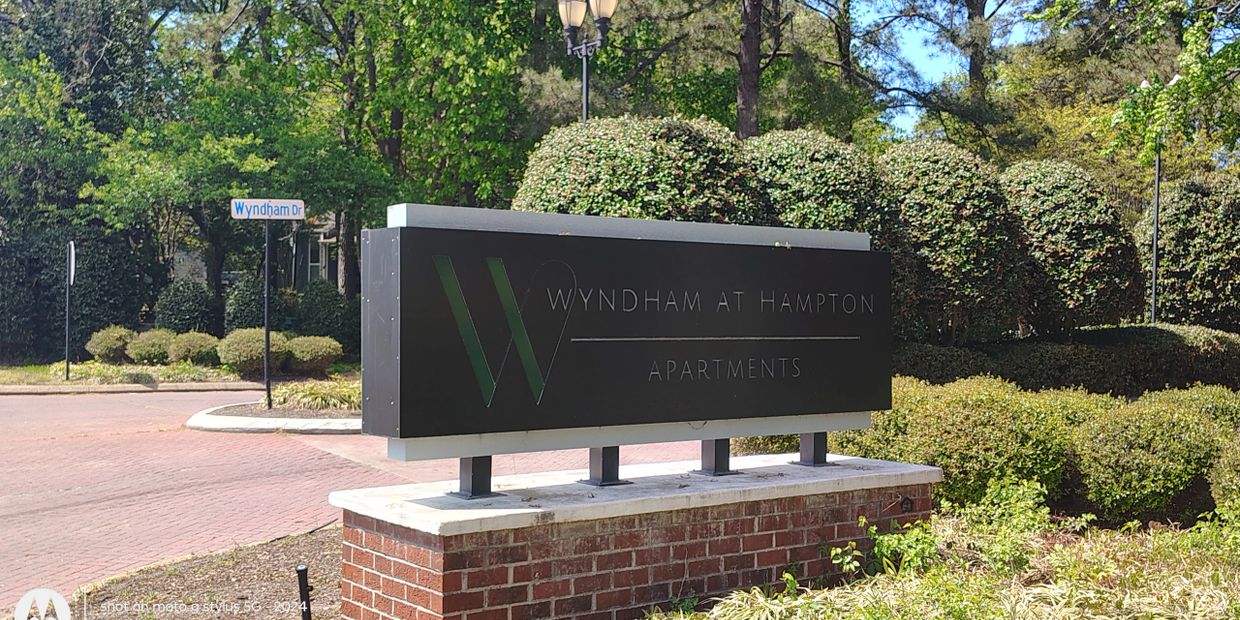 Wyndham at Hampton Apartments entrance sign on Wyndham Drive in Hampton VA