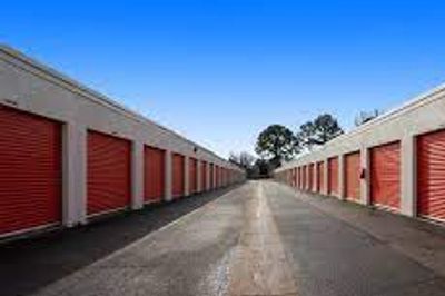 A row of outdoor storage units.