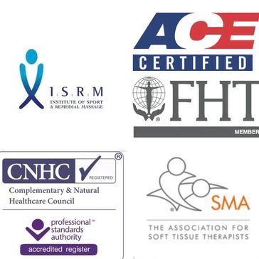 Logos of professional health and fitness certification organizations.
