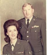 Vintage portrait of a military couple in uniform.
