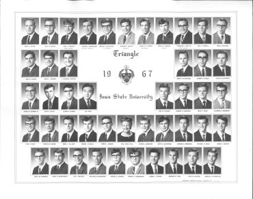 1967 Iowa State University Triangle fraternity photo.