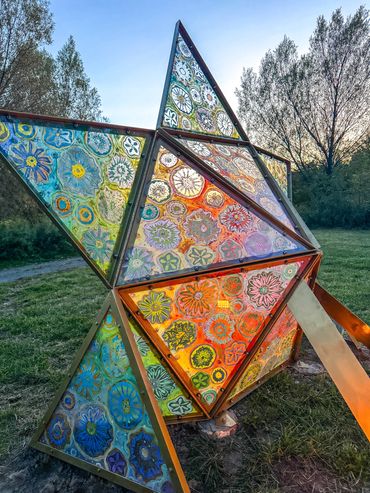 "you are stardust," painted metal and polycarbonate, 2026
