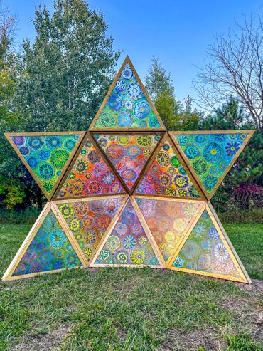 "you are stardust," painted metal and polycarbonate, 2026