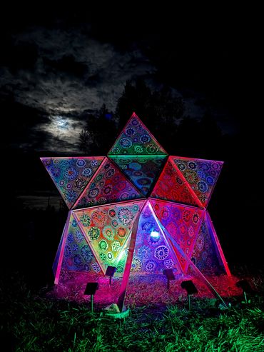 "you are stardust," painted metal and polycarbonate, 2026