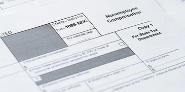 Close-up of IRS Form 1099-NEC for reporting nonemployee compensation.