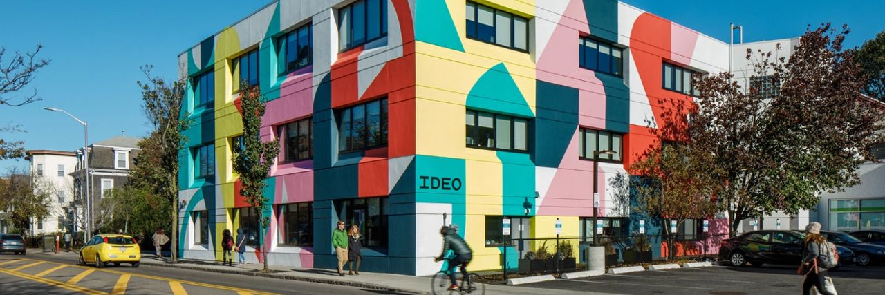 A colorful building of IDEO head quarters in Cambridge Massachusetts 