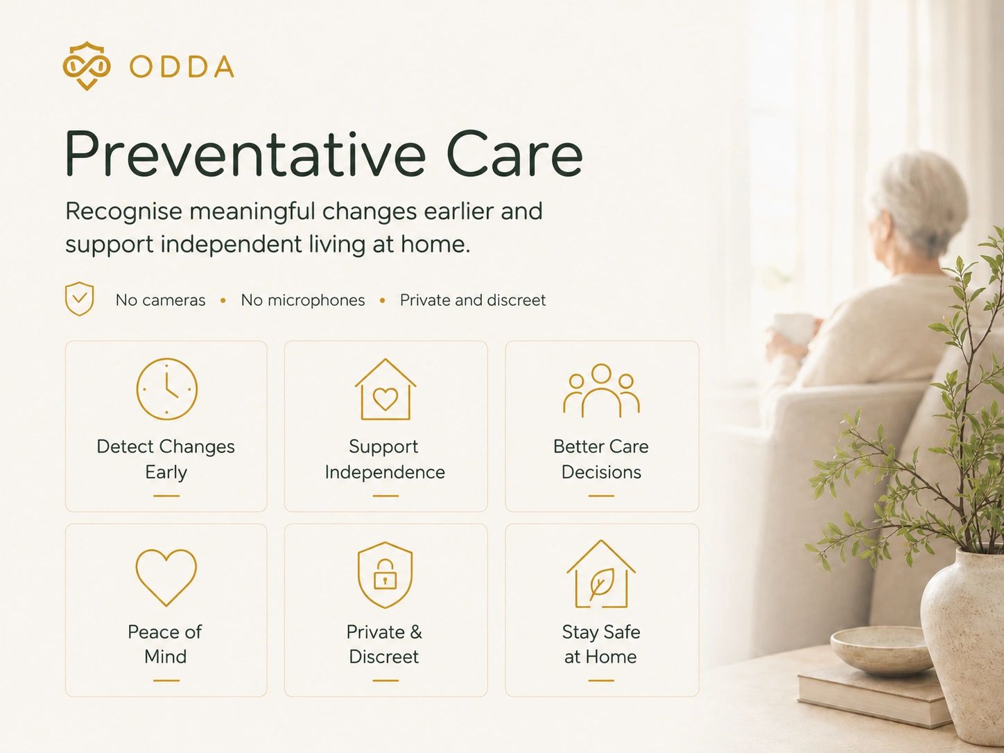ODDA Preventative Care supports early change detection and independent living at home.