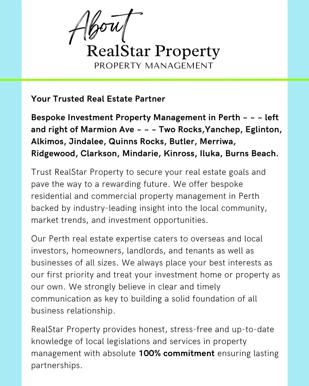 RealStar Property offers bespoke property management in Perth and surrounding suburbs.