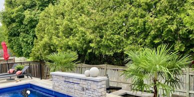 Niagara on the Lake windmill palm trees in happy customer backyard