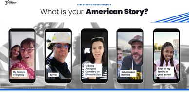 People sharing their personal American stories on phone screens.