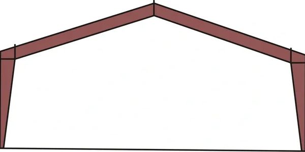 Illustration of a red steel roof truss frame structure.
