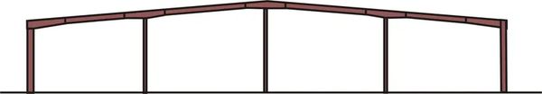 Simple steel frame structure with angled roof supports.