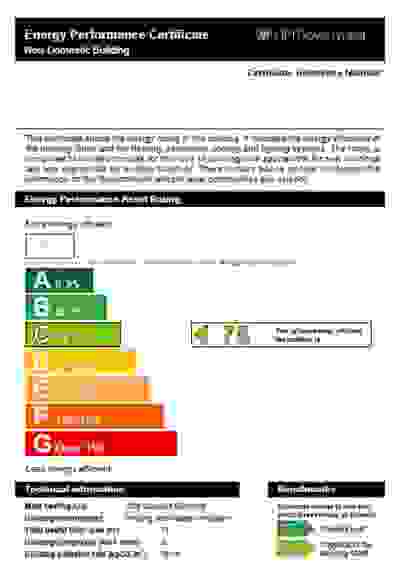 Example of a Commercial Energy Performance Certificate