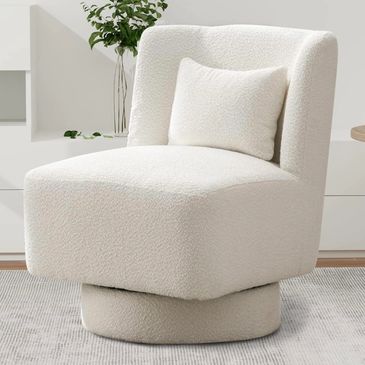 Swivel Barrel Boucle Chair, Comfy Accent Sofa Chair 