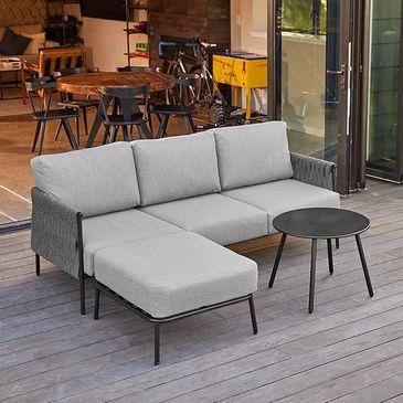 Outdoor Patio Sofa with Ottoman