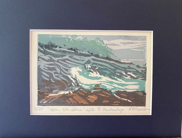 After the storm, wood block print