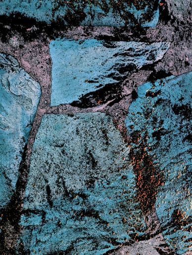 Close-up of blue stone pavement with grout.