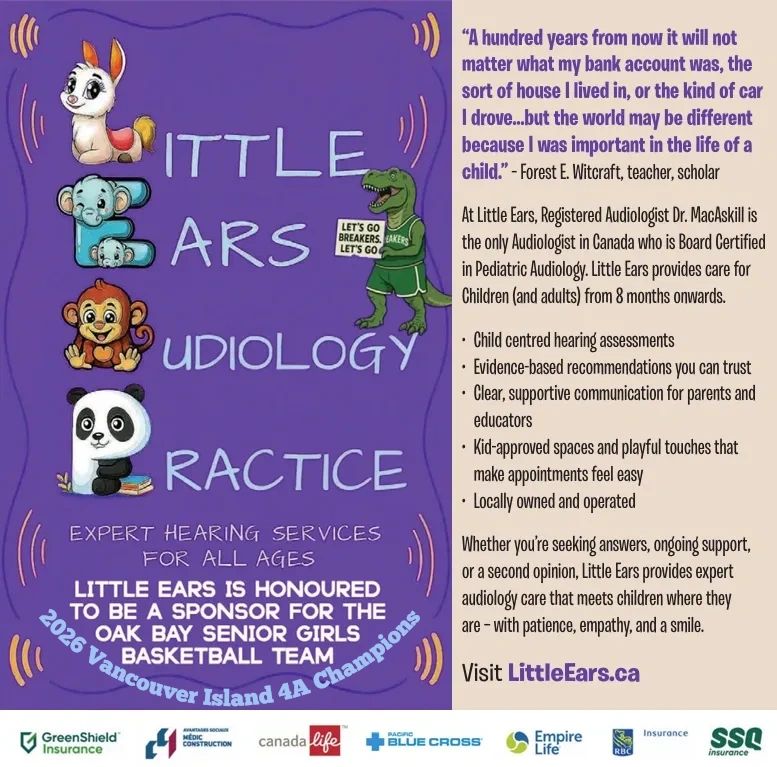 Advertisement for Little Ears Audiology Practice with child-friendly theme and expert services.