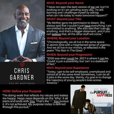 Chris Gardner
CEO Happyness
Pursuit of Happyness