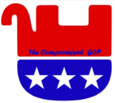 Altered GOP elephant logo with text.