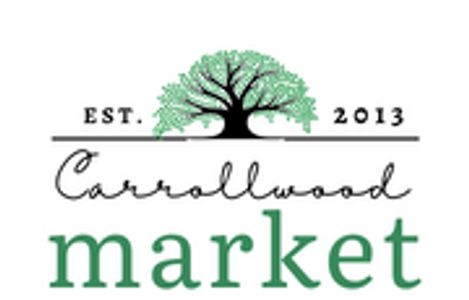 Carrollwood Market logo feat. a green tree & elegant script. Local community farmers market